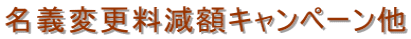 名義変更料減額キャンペーン他